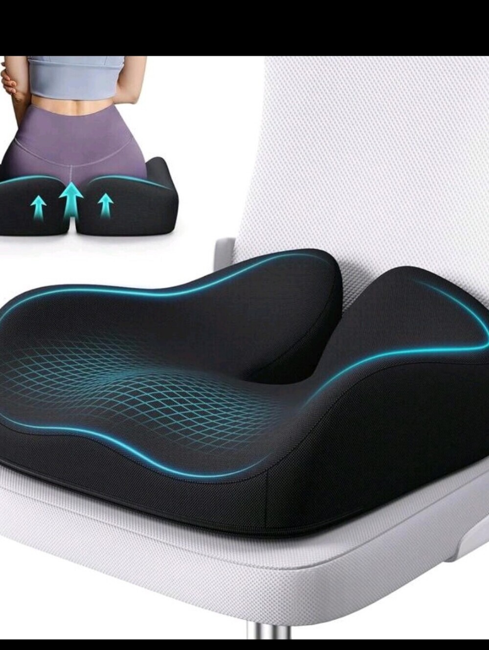 Ergonomic Memory Foam Seat Cushion - Black
